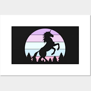 Pastel Sunset Unicorn Silhouette Posters and Art
